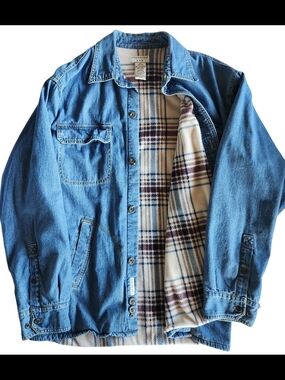 Vintage Denim Covington Shacket Plaid Lined Workwear Jacket